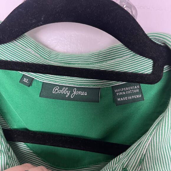 Bobby Jones Men's Light Green Striped Pima Cotton Lightweight Golf Polo Size XL - Picture 4 of 6